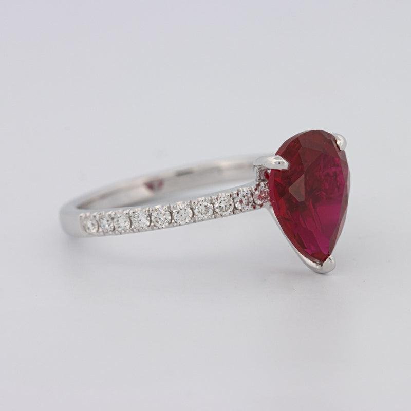 2.40 CT Pearshape Red Ruby Ring - ZIZOV DIAMONDS