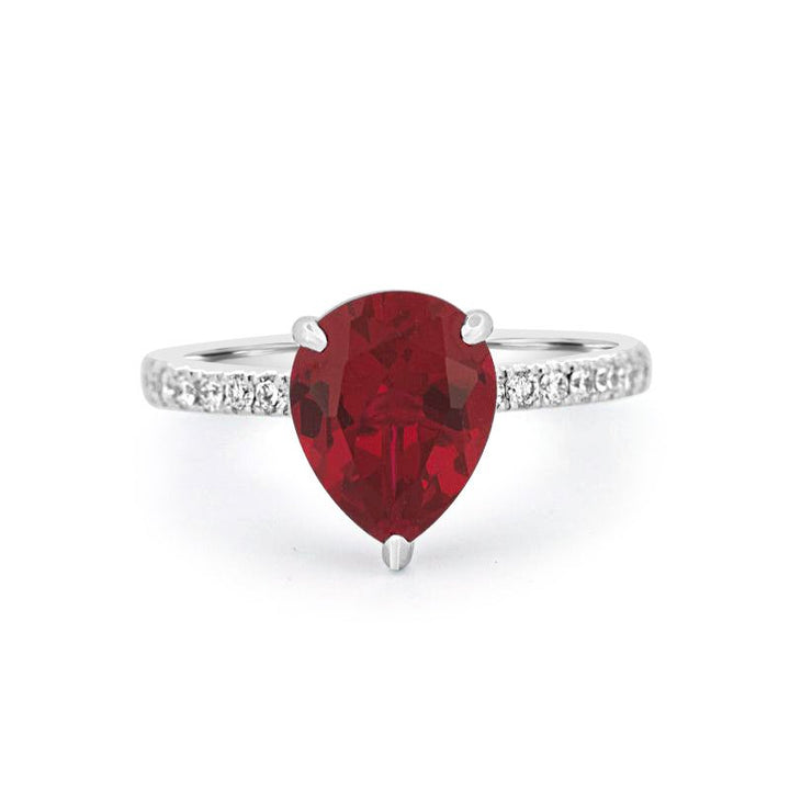 2.40 CT Pearshape Red Ruby Ring - ZIZOV DIAMONDS