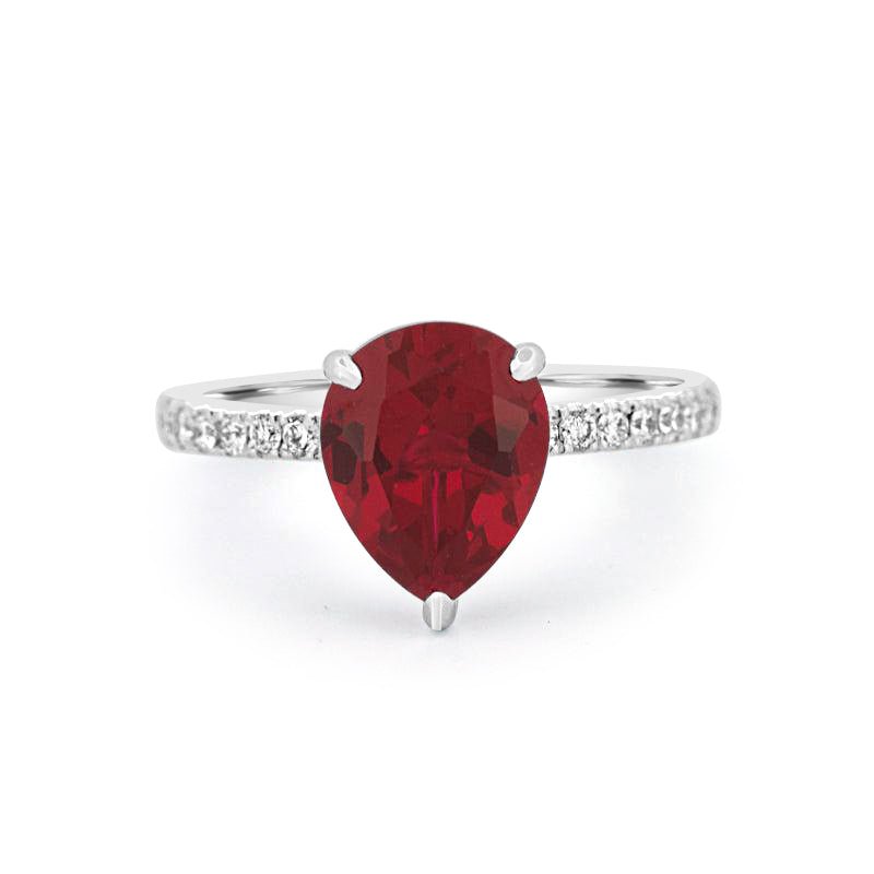 2.40 CT Pearshape Red Ruby Ring - ZIZOV DIAMONDS