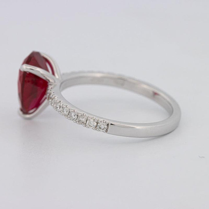 2.40 CT Pearshape Red Ruby Ring - ZIZOV DIAMONDS