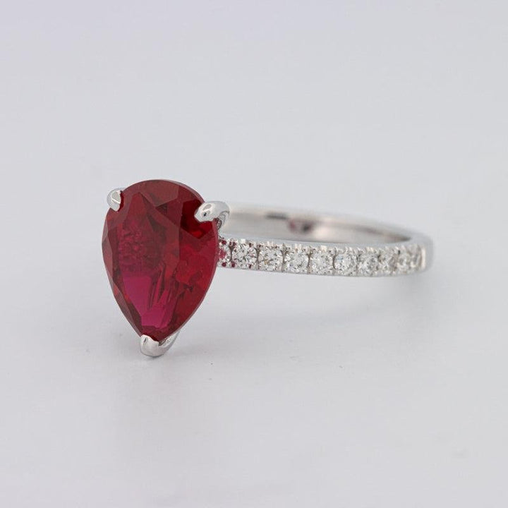2.40 CT Pearshape Red Ruby Ring - ZIZOV DIAMONDS