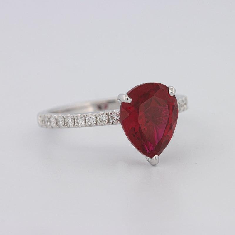 2.40 CT Pearshape Red Ruby Ring - ZIZOV DIAMONDS