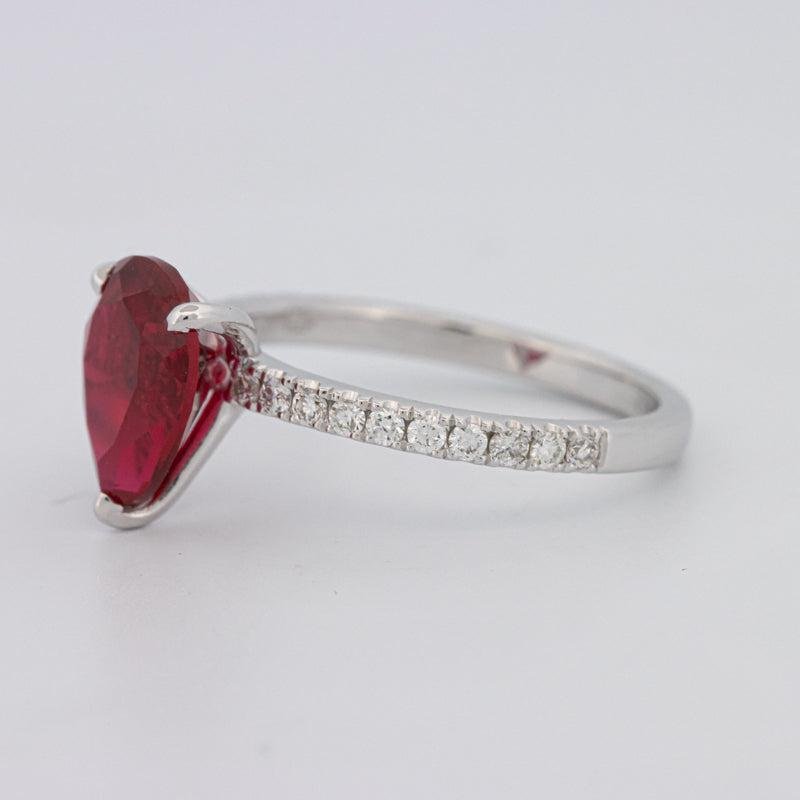 2.40 CT Pearshape Red Ruby Ring - ZIZOV DIAMONDS