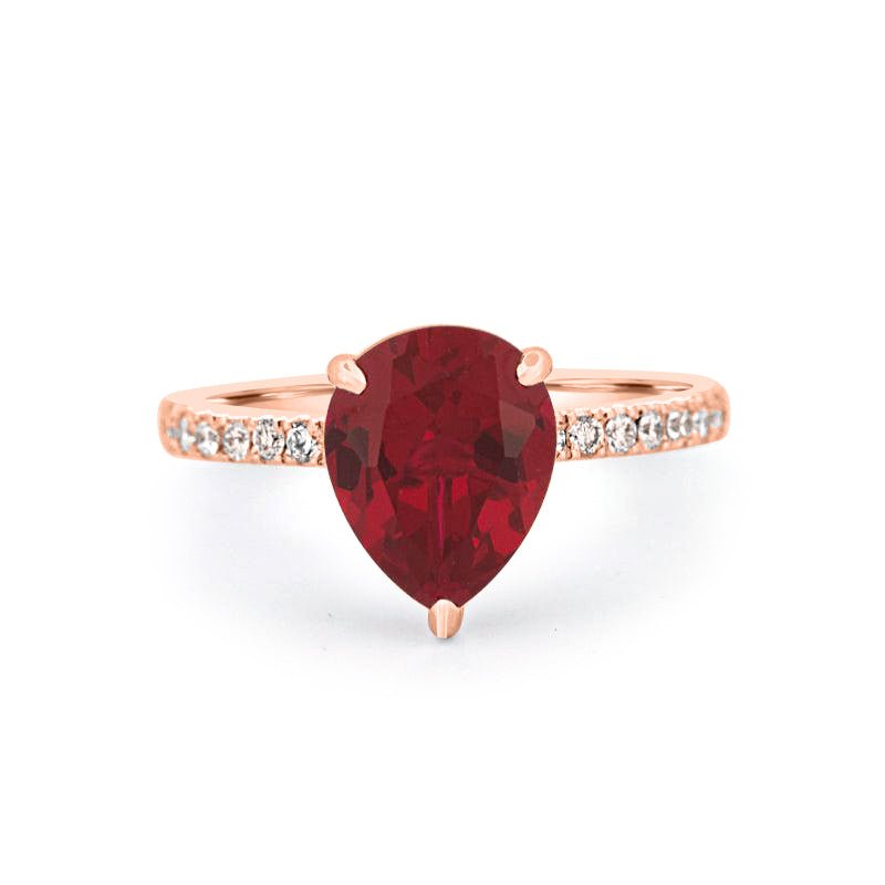 2.40 CT Pearshape Red Ruby Ring - ZIZOV DIAMONDS