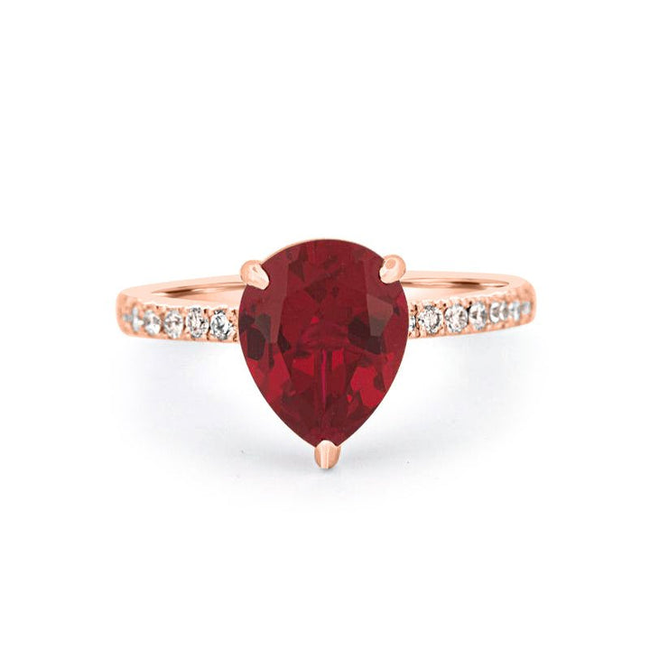 2.40 CT Pearshape Red Ruby Ring - ZIZOV DIAMONDS