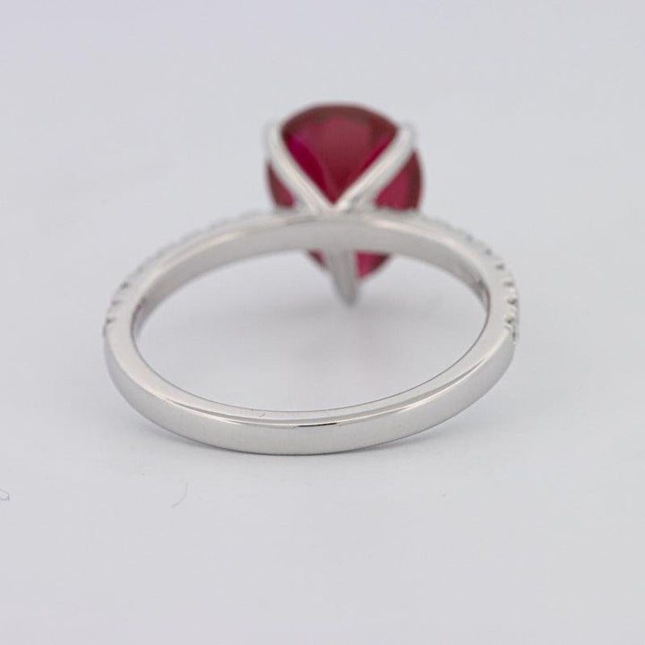 2.40 CT Pearshape Red Ruby Ring - ZIZOV DIAMONDS
