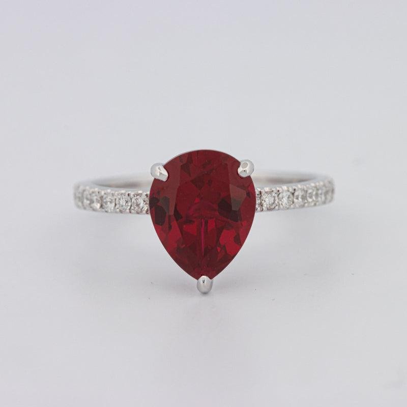 2.40 CT Pearshape Red Ruby Ring - ZIZOV DIAMONDS