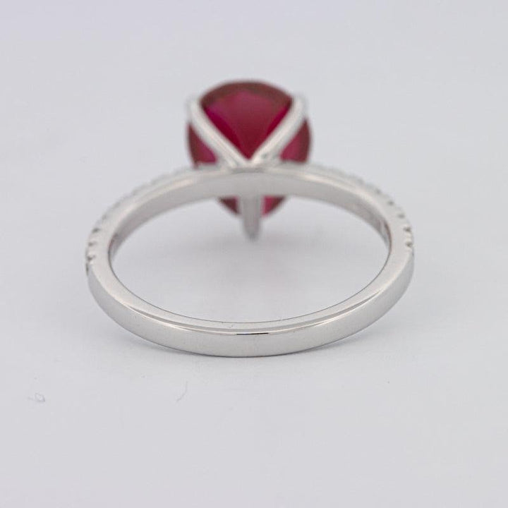 2.40 CT Pearshape Red Ruby Ring - ZIZOV DIAMONDS
