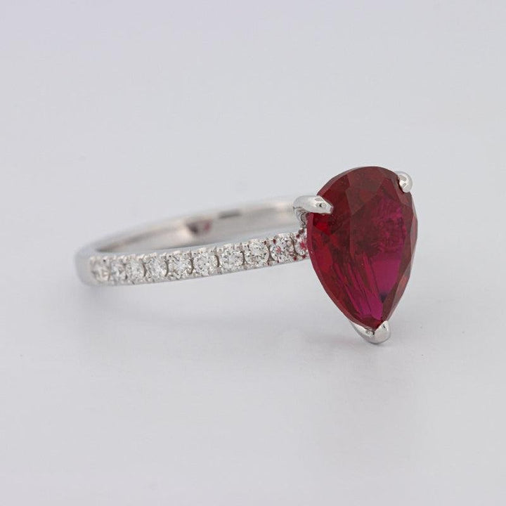 2.40 CT Pearshape Red Ruby Ring - ZIZOV DIAMONDS