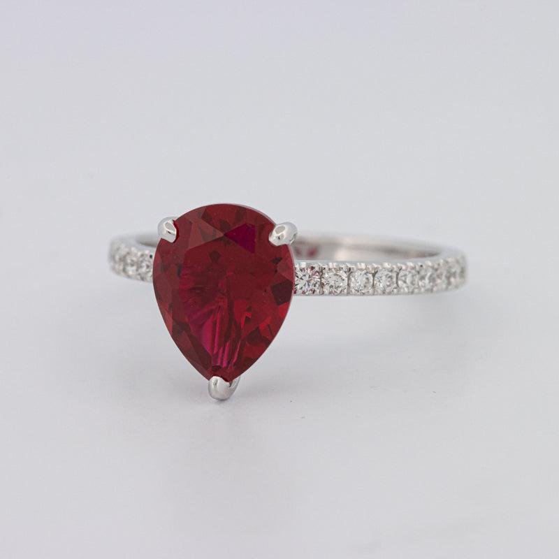 2.40 CT Pearshape Red Ruby Ring - ZIZOV DIAMONDS
