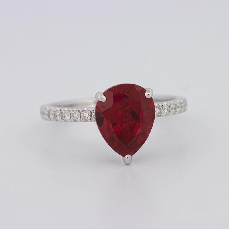 2.40 CT Pearshape Red Ruby Ring - ZIZOV DIAMONDS