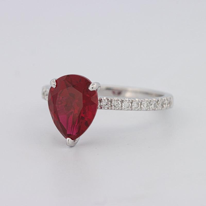 2.40 CT Pearshape Red Ruby Ring - ZIZOV DIAMONDS