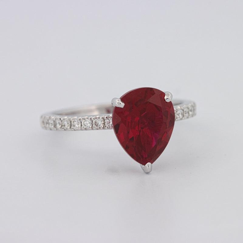 2.40 CT Pearshape Red Ruby Ring - ZIZOV DIAMONDS