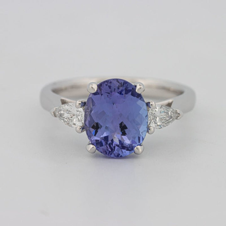 2.48 CT Oval Tanzanite Trilogy Ring - ZIZOV DIAMONDS