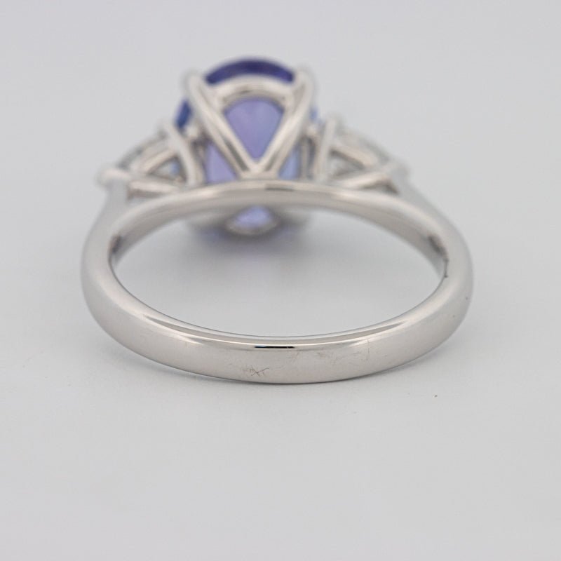 2.48 CT Oval Tanzanite Trilogy Ring - ZIZOV DIAMONDS