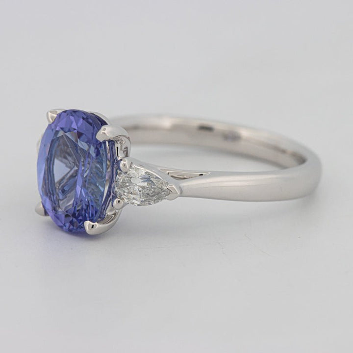 2.48 CT Oval Tanzanite Trilogy Ring - ZIZOV DIAMONDS