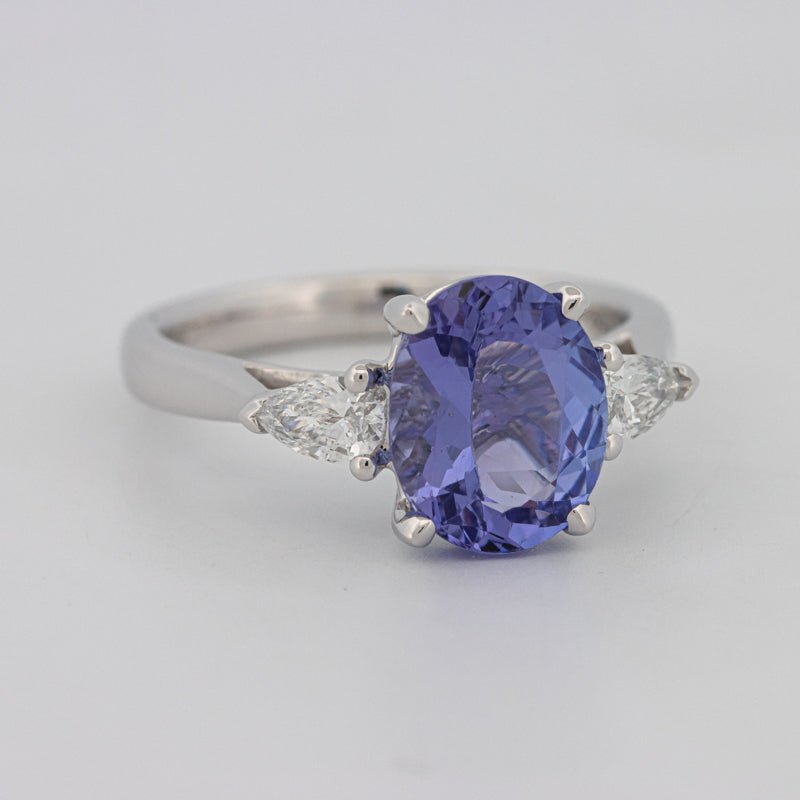 2.48 CT Oval Tanzanite Trilogy Ring - ZIZOV DIAMONDS