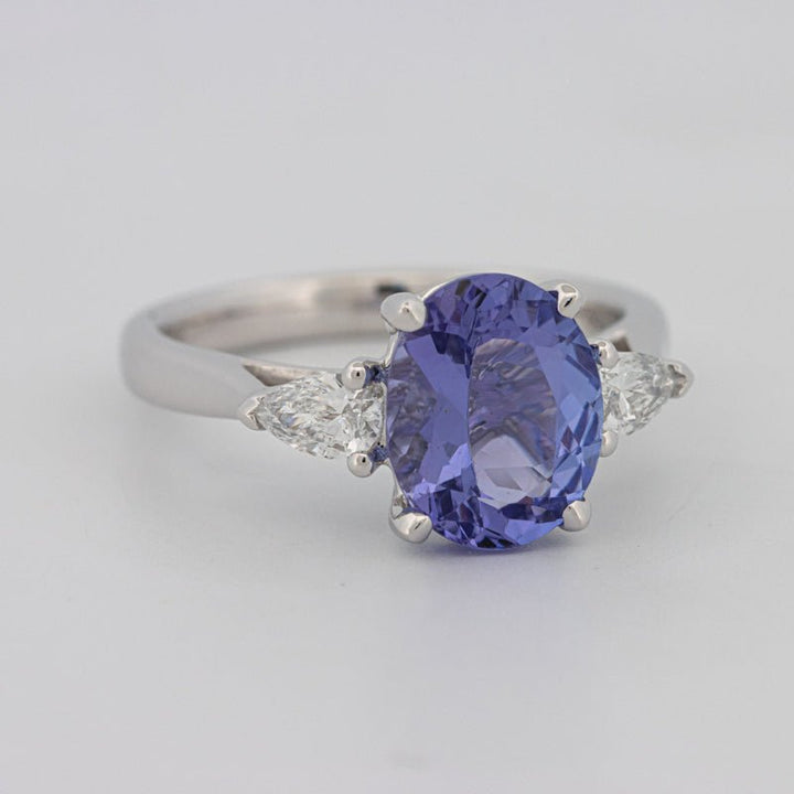 2.48 CT Oval Tanzanite Trilogy Ring - ZIZOV DIAMONDS