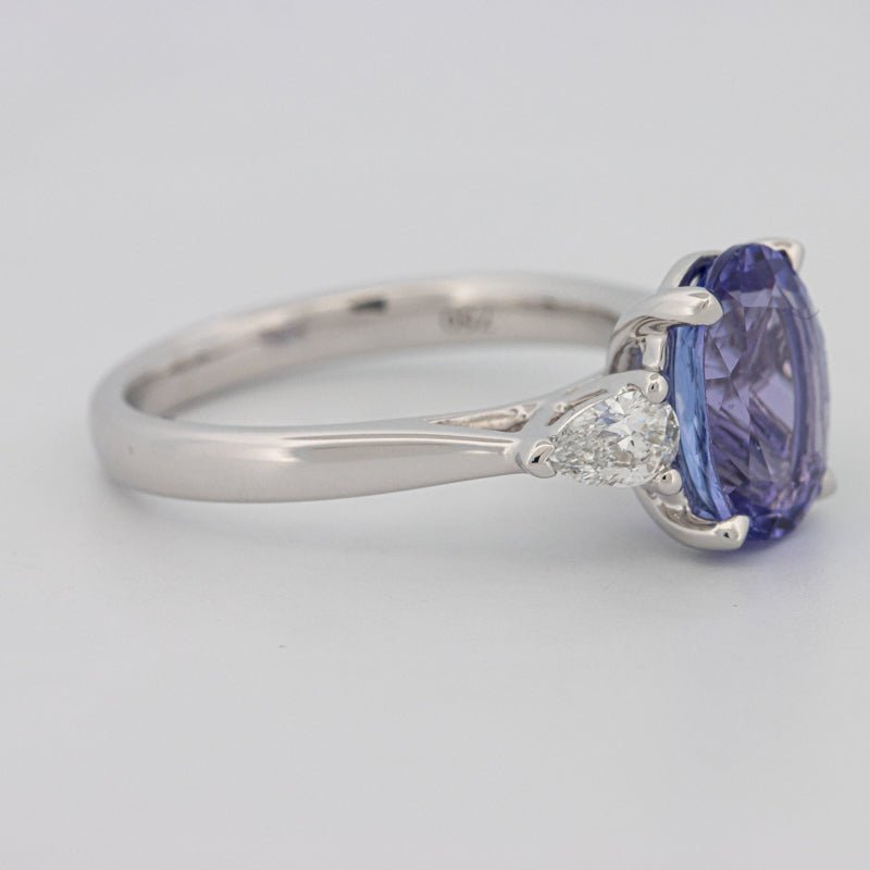 2.48 CT Oval Tanzanite Trilogy Ring - ZIZOV DIAMONDS