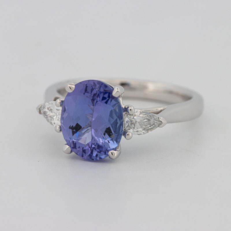 2.48 CT Oval Tanzanite Trilogy Ring - ZIZOV DIAMONDS