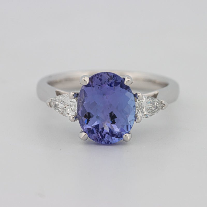 2.48 CT Oval Tanzanite Trilogy Ring - ZIZOV DIAMONDS
