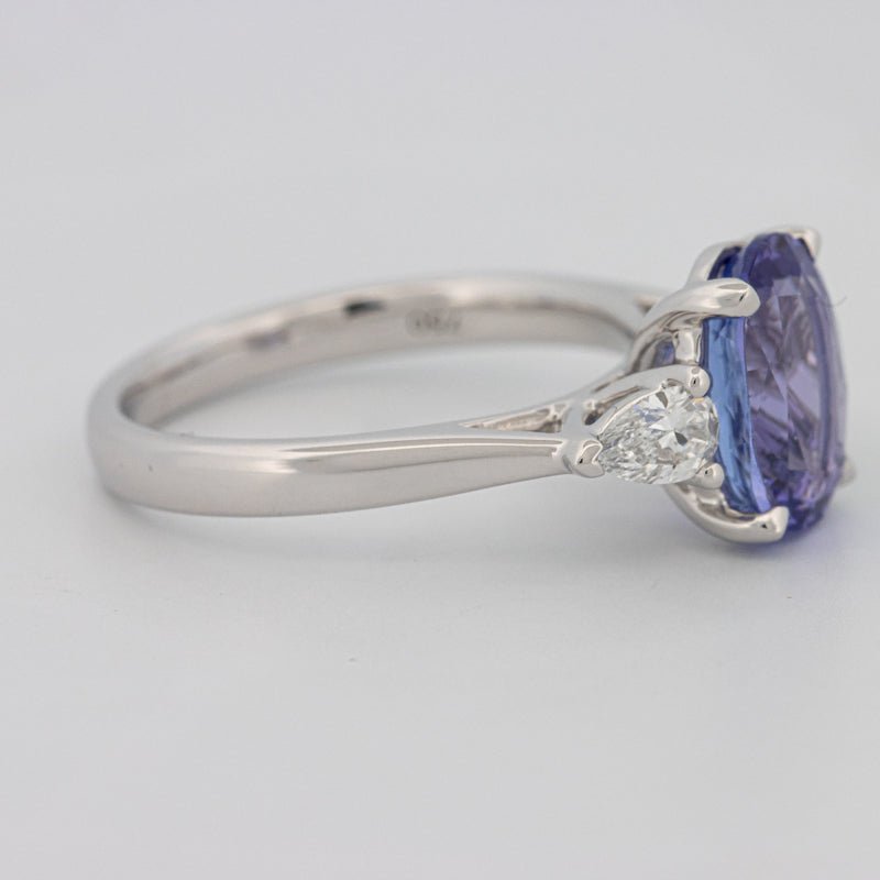 2.48 CT Oval Tanzanite Trilogy Ring - ZIZOV DIAMONDS