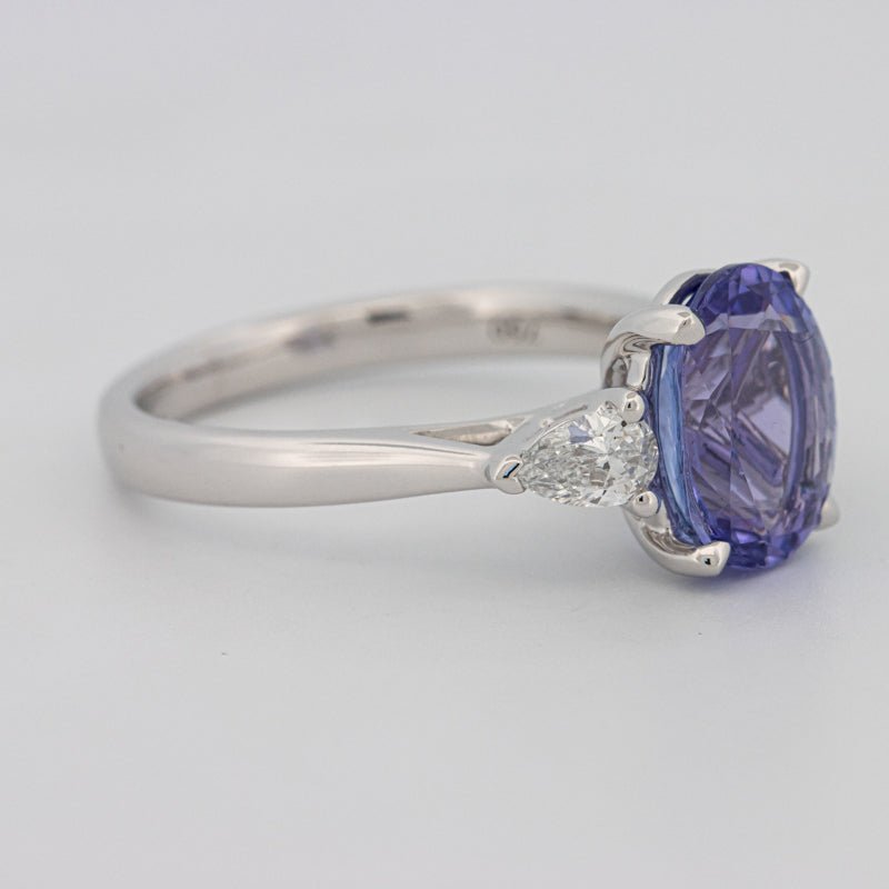 2.48 CT Oval Tanzanite Trilogy Ring - ZIZOV DIAMONDS