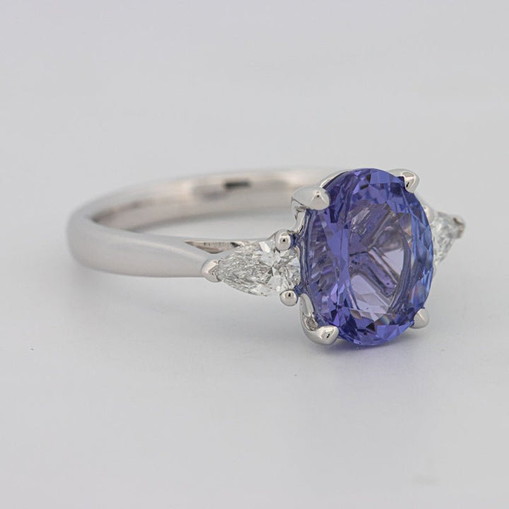 2.48 CT Oval Tanzanite Trilogy Ring - ZIZOV DIAMONDS
