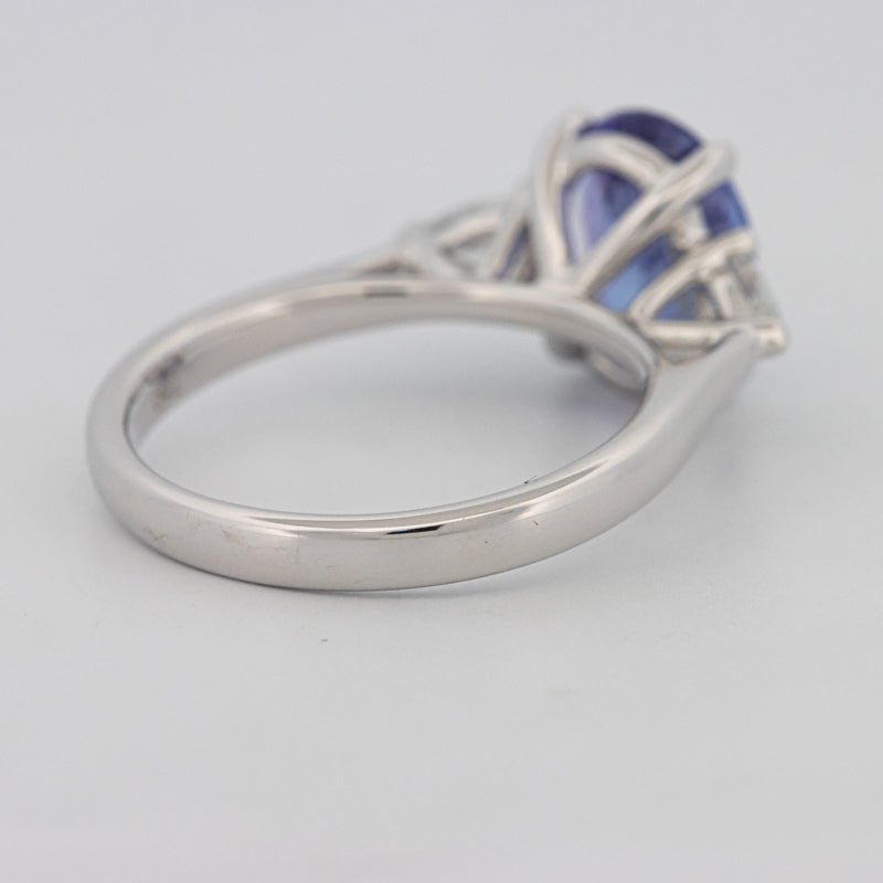 2.48 CT Oval Tanzanite Trilogy Ring - ZIZOV DIAMONDS
