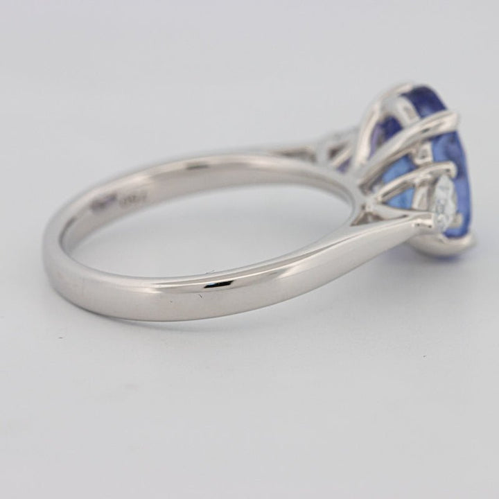 2.48 CT Oval Tanzanite Trilogy Ring - ZIZOV DIAMONDS
