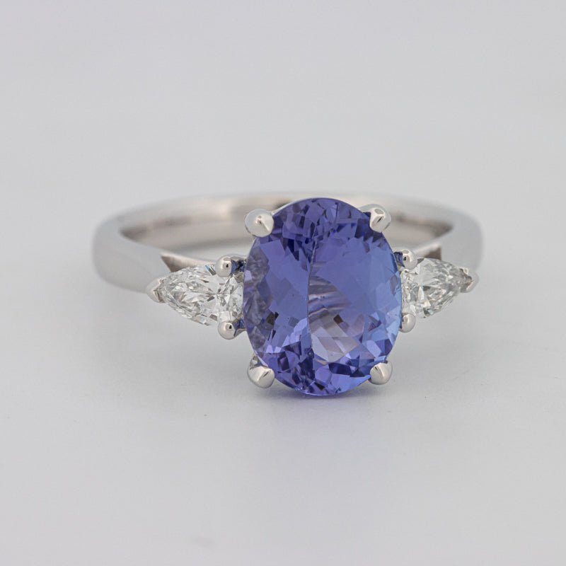 2.48 CT Oval Tanzanite Trilogy Ring - ZIZOV DIAMONDS