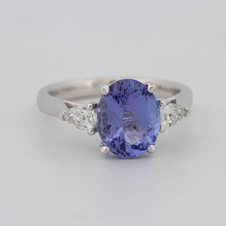2.48 CT Oval Tanzanite Trilogy Ring - ZIZOV DIAMONDS