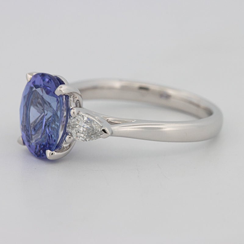 2.48 CT Oval Tanzanite Trilogy Ring - ZIZOV DIAMONDS