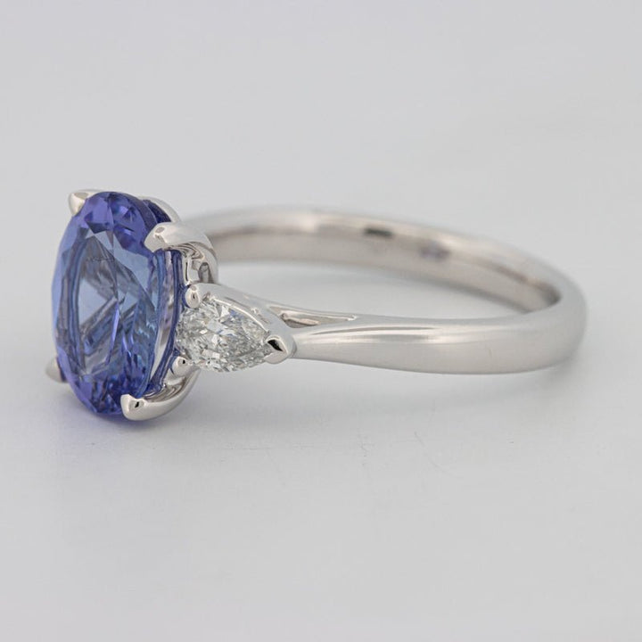 2.48 CT Oval Tanzanite Trilogy Ring - ZIZOV DIAMONDS