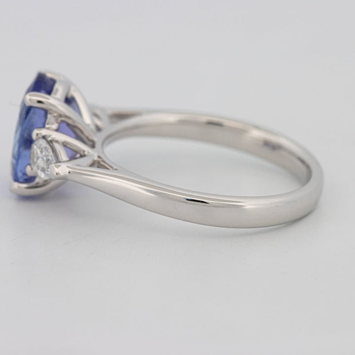 2.48 CT Oval Tanzanite Trilogy Ring - ZIZOV DIAMONDS