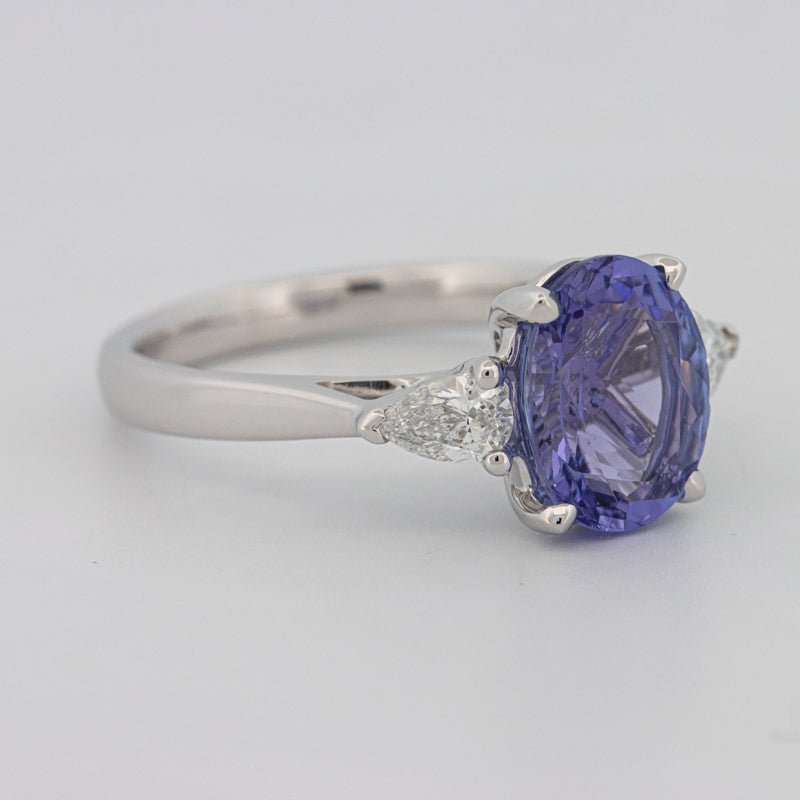2.48 CT Oval Tanzanite Trilogy Ring - ZIZOV DIAMONDS