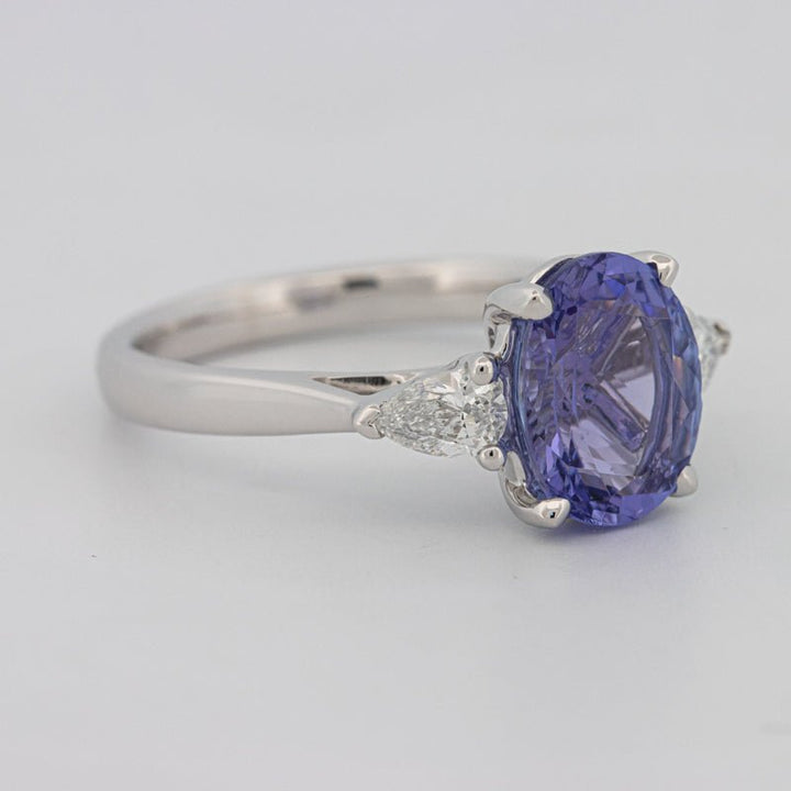 2.48 CT Oval Tanzanite Trilogy Ring - ZIZOV DIAMONDS