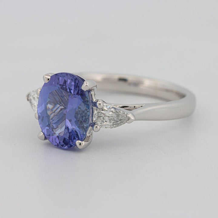 2.48 CT Oval Tanzanite Trilogy Ring - ZIZOV DIAMONDS