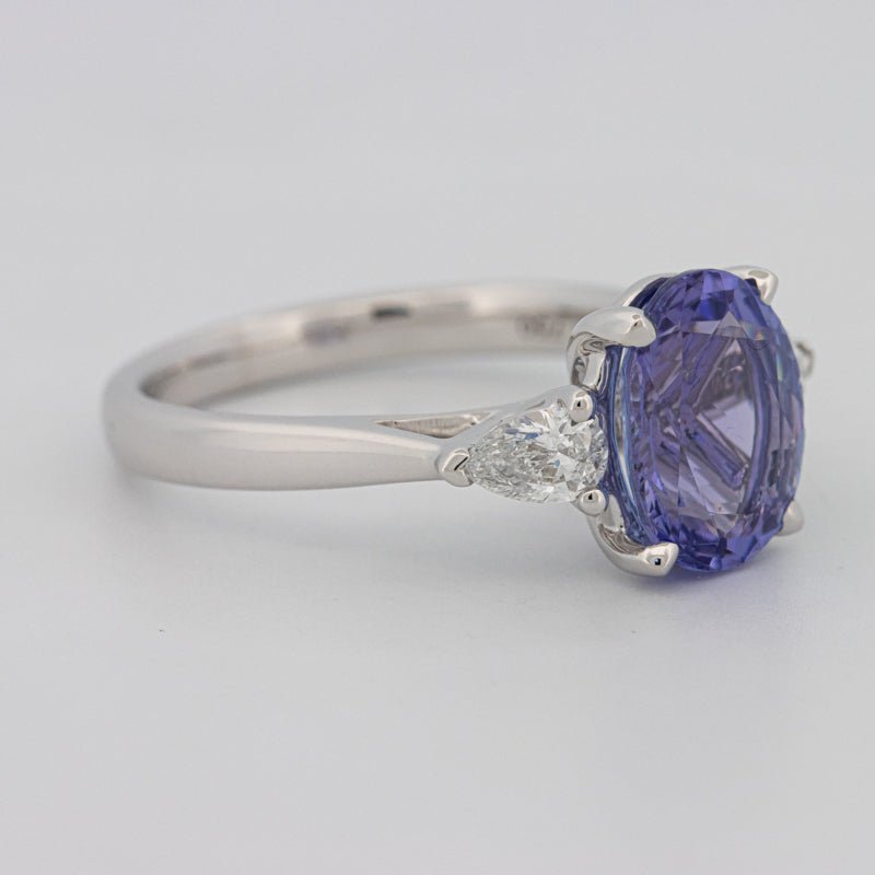 2.48 CT Oval Tanzanite Trilogy Ring - ZIZOV DIAMONDS