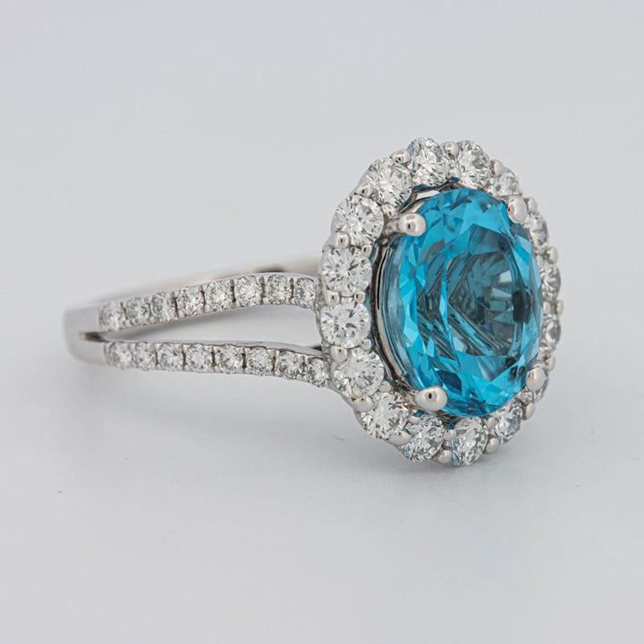 2.48 CT Oval Topaz Halo Ring - ZIZOV DIAMONDS