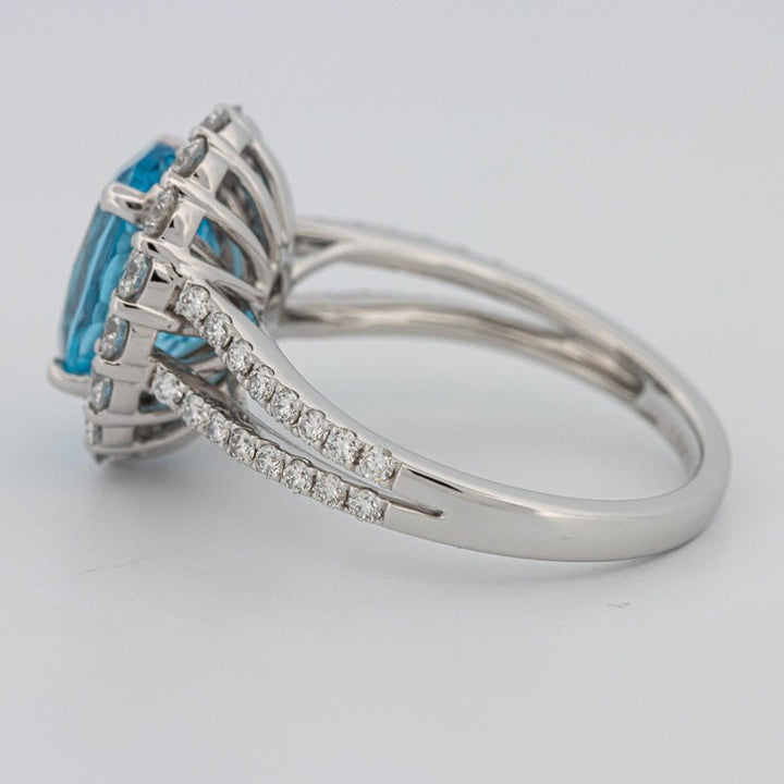 2.48 CT Oval Topaz Halo Ring - ZIZOV DIAMONDS