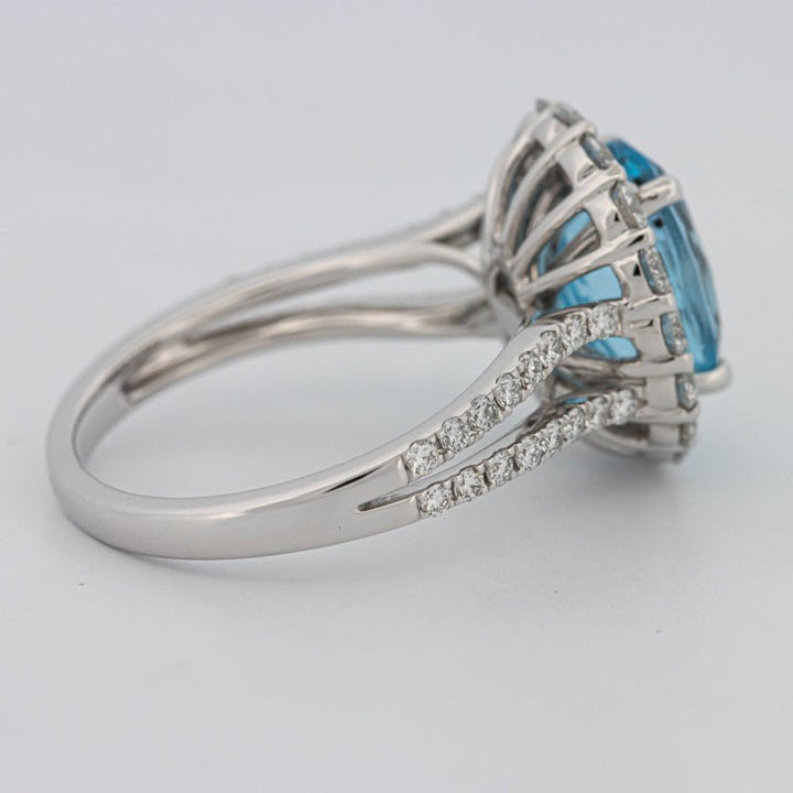 2.48 CT Oval Topaz Halo Ring - ZIZOV DIAMONDS