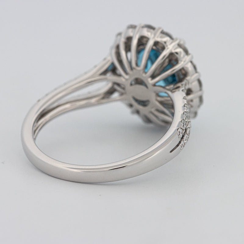 2.48 CT Oval Topaz Halo Ring - ZIZOV DIAMONDS