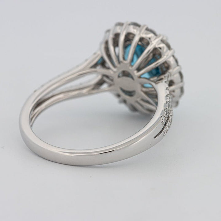 2.48 CT Oval Topaz Halo Ring - ZIZOV DIAMONDS