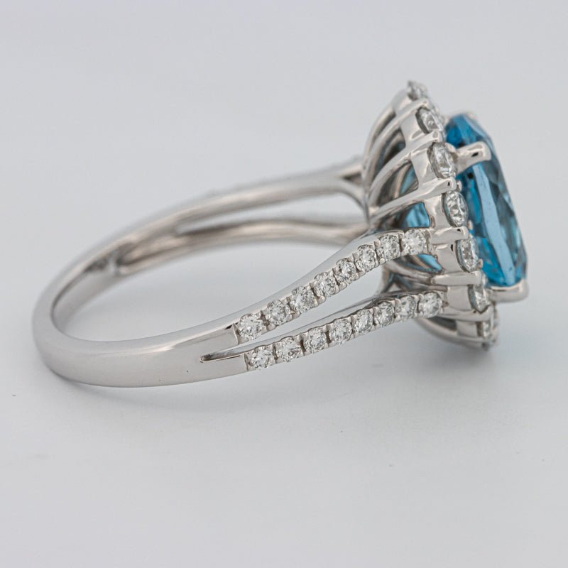 2.48 CT Oval Topaz Halo Ring - ZIZOV DIAMONDS