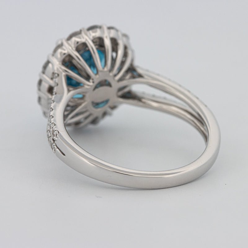 2.48 CT Oval Topaz Halo Ring - ZIZOV DIAMONDS