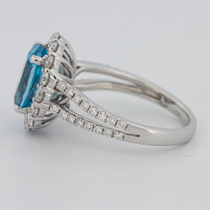 2.48 CT Oval Topaz Halo Ring - ZIZOV DIAMONDS