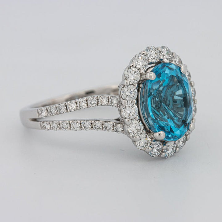 2.48 CT Oval Topaz Halo Ring - ZIZOV DIAMONDS