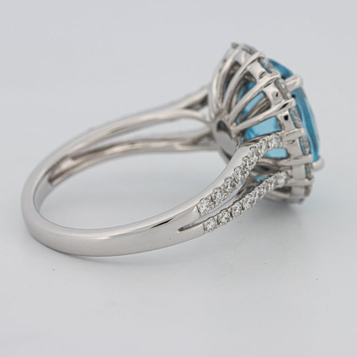 2.48 CT Oval Topaz Halo Ring - ZIZOV DIAMONDS