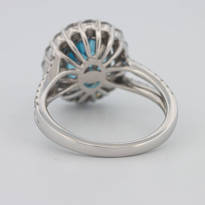 2.48 CT Oval Topaz Halo Ring - ZIZOV DIAMONDS